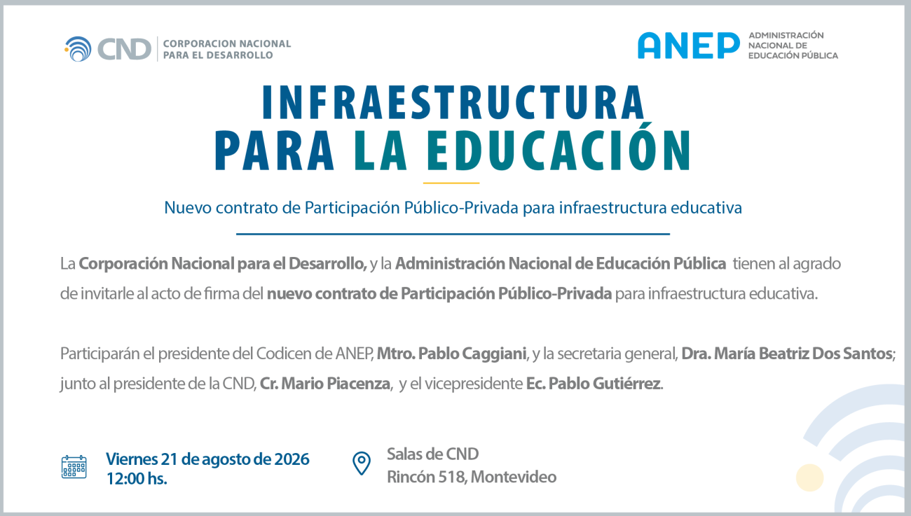 Nuevo contrato de Participación Público-Privada para infraestructura educativa